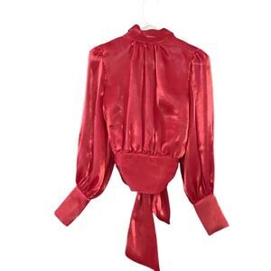 Flat White -Anthropologie open back bow blouse in red. NWT